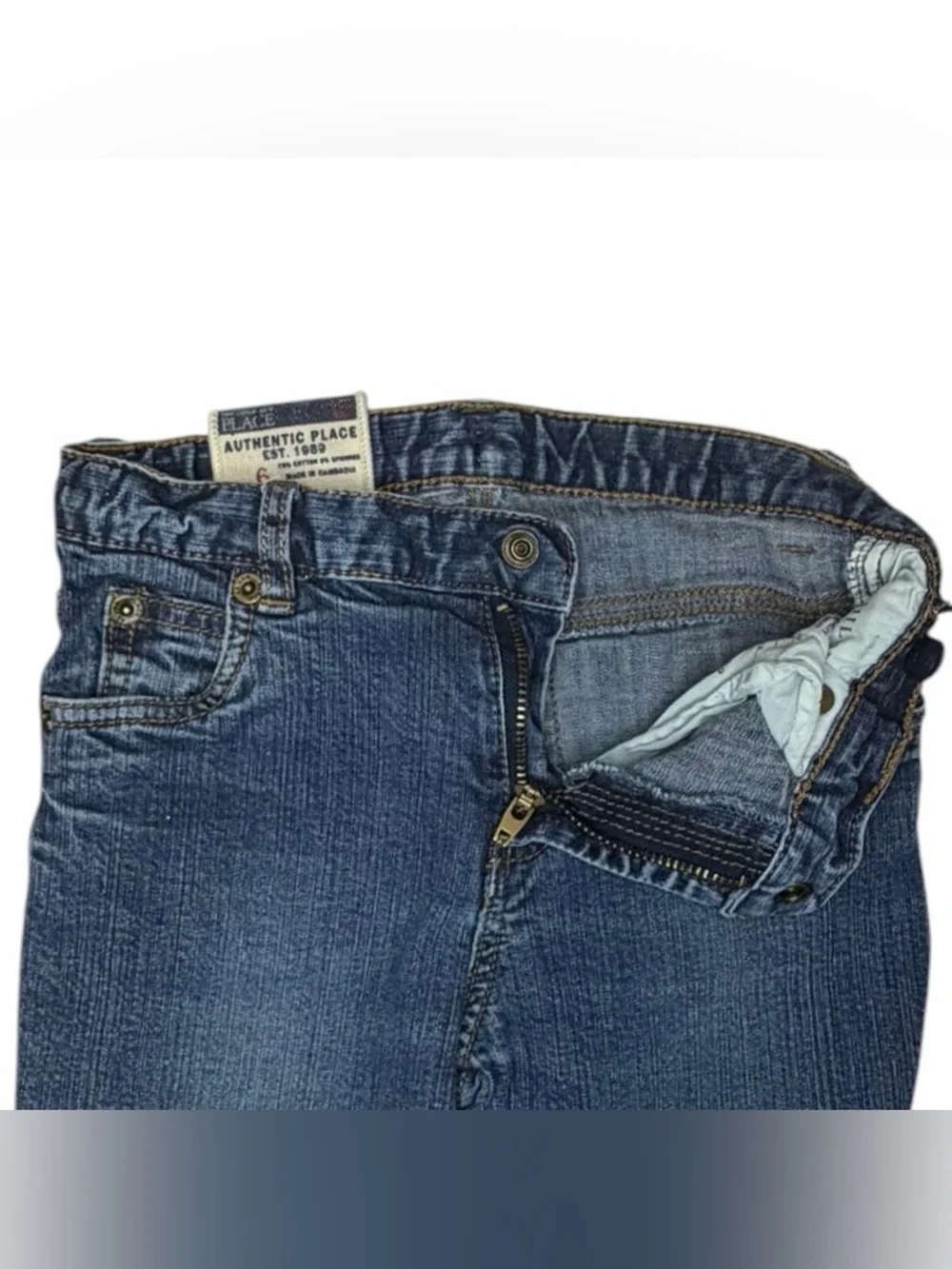 Authentic Place Girls Size 6 Blue Bootcut Jeans Y2K Adjustable Waist
